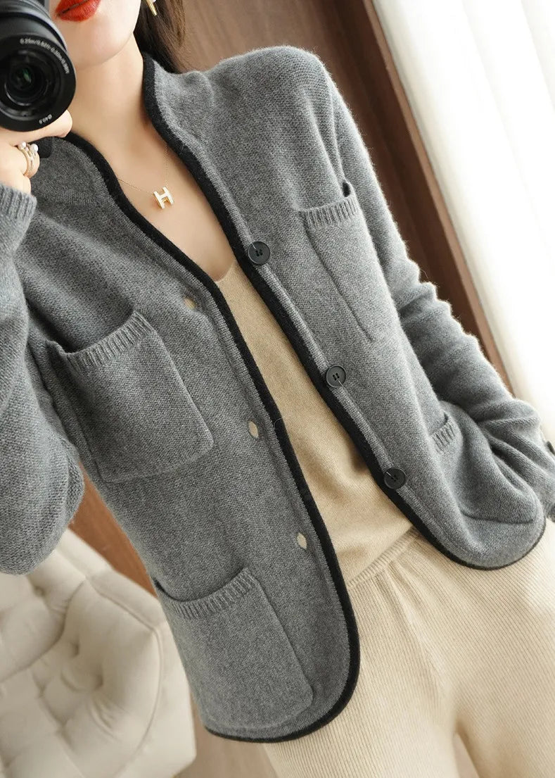 Ana - Cardigan Boutonné avec poches en laine